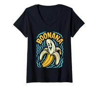 Donna Boonana - Divertente Banana Ghost Halloween Vibe Maglietta con Collo a V