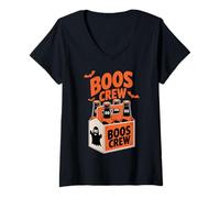 Donna Boos Crew Halloween Ghostly Gathering Maglietta con Collo a V