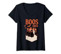 Donna Boos Crew Halloween Ghostly Gathering Maglietta con Collo a V