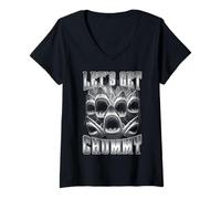 Donna Bootleg Shark Lover Let's Get Chummy Funny Vintage Squali Maglietta con Collo a V