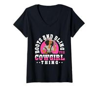Donna Boots and Bling It’s a Cowgirl Thing Rodeo Gift Maglietta con Collo a V