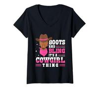 Donna Boots and Bling It’s a Cowgirl Thing Rodeo Gift Maglietta con Collo a V