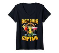 Donna Booze Cruise Captain Bere Design per le vacanze in crociera Maglietta con Collo a V