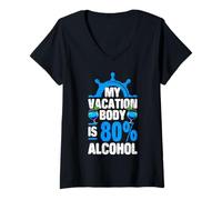 Donna Booze Cruise Design con grafica per bere Maglietta con Collo a V