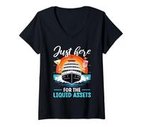 Donna Booze Cruise Ship Design con Crociera e Bere Maglietta con Collo a V