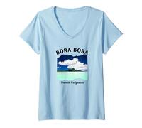 Donna Bora Bora Polinesia Francese - Bora Bora Maglietta con Collo a V