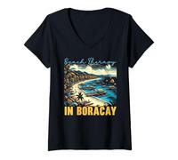 Donna Boracay Filippine Viaggi Estivi Vacanze Boaracay Beach Maglietta con Collo a V