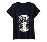 Donna Border Collie Mamma, Dog Mama, amante dei cuccioli Proprietario dell'animale domestico Maglietta con Collo a V