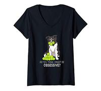 Donna Border Collie potrebbe essere ossessivo Maglietta con Collo a V