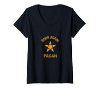 Donna Born Again Pentagramma Pagano Spiritualità basata sulla Terra Maglietta con Collo a V