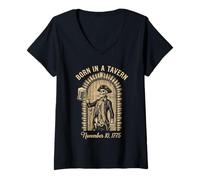Donna Born Tavern Skeleton Pirate November 1775 Maglietta con Collo a V