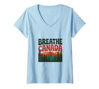 Donna Born To Breathe Canada Canadians As Canada Logo Canadese Maglietta con Collo a V