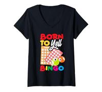 Donna Born To Yell Bingo Bingo Player Atmosfera divertente Maglietta con Collo a V