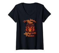 Donna Born Under Fire Living with Passion Maglietta con Collo a V