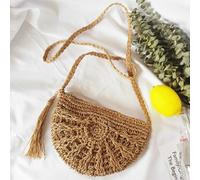 Donna Borsa a Tracolla Paglia Boho Vimini Rattan Intrecciato Uncinetto Spiaggia