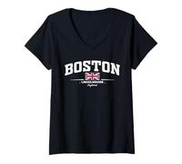 Donna Boston England Maglietta con Collo a V