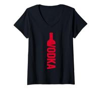 Donna Bottiglia di Vodka Good Times Cool Happy Hour Drink Maglietta con Collo a V