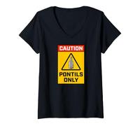 Donna Bottle Collecting Digging Caution Pontils Only Graphic Maglietta con Collo a V