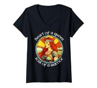 Donna Boudica Cuore di Una Regina Anime di Warior Iceni Boudicca Maglietta con Collo a V