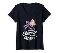 Donna Boujee Cat Fancy Spoiled Rich Energy Glam Sassy Posh Corona Maglietta con Collo a V