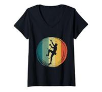 Donna Boulder Indoor Wall Climbing Mountain Climber Maglietta con Collo a V