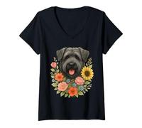 Donna Bouvier des Flandres Fiore Maglietta con Collo a V