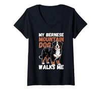 Donna Bovaro del Bernese Berner Dog Maglietta con Collo a V