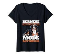 Donna Bovaro del Bernese Berner Dog Maglietta con Collo a V