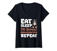 Donna Bovaro del Bernese Berner Dog Maglietta con Collo a V