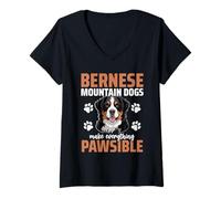Donna Bovaro del Bernese Berner Dog Maglietta con Collo a V