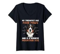 Donna Bovaro del Bernese Berner Dog Maglietta con Collo a V