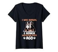 Donna Bovaro del Bernese Berner Dog Maglietta con Collo a V