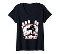 Donna Bowling Is Life - Palla e spilli Divertente Bowler Maglietta con Collo a V