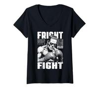 Donna Boxer Boxe Frankenstein Fright Fight Halloween Pugilismo Maglietta con Collo a V