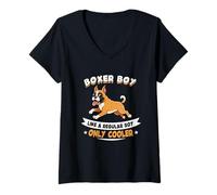 Donna Boxer Boy, Like A Normal Boy Only Foler - Boxer Dog Maglietta con Collo a V