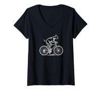 Donna Boxer Dog Driving Bicycle Maglietta con Collo a V