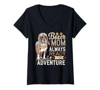 Donna Boxer Mom Always Ready for Adventure Maglietta con Collo a V