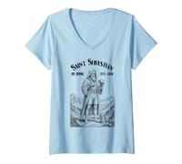 Donna Boxer Pugilist Vintage Patrono San Sebastiano Maglietta con Collo a V