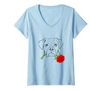 Donna Boxer Puppy Love Valentines Gift for Boxer Dog Lovers Maglietta con Collo a V