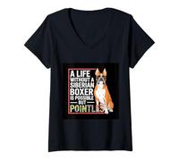 Donna Boxer Siberiano con Una Frase Divertente Maglietta con Collo a V