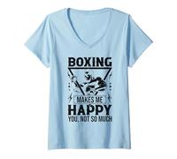 Donna Boxing Makes Me Happy You Not So Much Maglietta con Collo a V