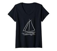 Donna Bozzetto di Barca a Vela Squadra di Vela Sport Maglietta con Collo a V