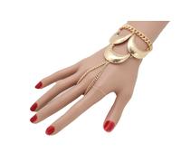 Donna Bracciale Gioielli Metallo Oro Mano Catena Anello Luna Charm Comodi Fascia