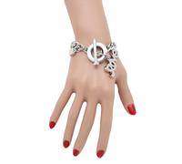 Donna Bracciale Metallo Argento Catena Amicizia Amore Ciondolo Unghie Cuore Bel