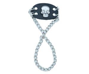 Donna Bracciale Metallo Argento Mano Catena Teschio Ciondolo Biker Bling Jewelry