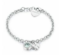 Donna Bracciale Sagapo SKT12 Acciaio Quadrifoglio Zircone Raffinato Regolabile