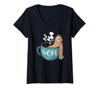 Donna Bradipo Pigro Che Fa Il Bagno in Una Tazza da caffè Nope Maglietta con Collo a V