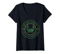 Donna Bradipo Slow Life Bradipo Yoga Etico Vivere Anti-Hustle Maglietta con Collo a V