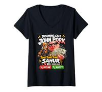 Donna Brainrot Calling Funny Viral Meme Humor Design in Arrivo Maglietta con Collo a V