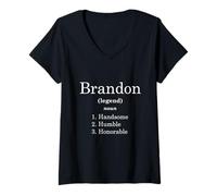 Donna Brandon Definition Handsome Humble Honorable Funny Brandons Maglietta con Collo a V